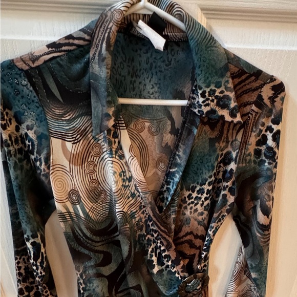 Frank Lyman top Teal beige and black - Picture 6 of 6